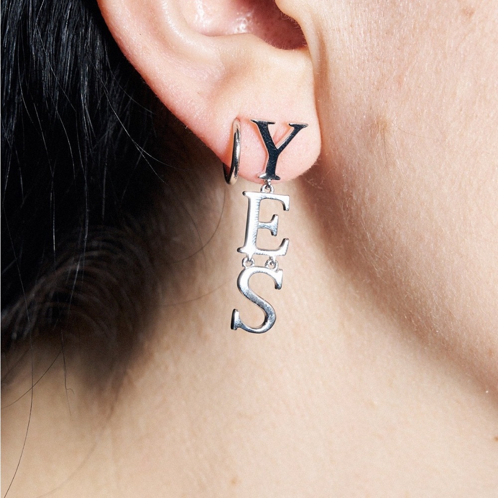 Fashion Brand Company Sterling Silver YES Dangle Earring